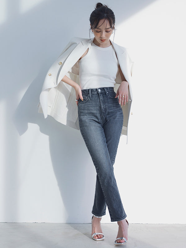 Slim straight denim