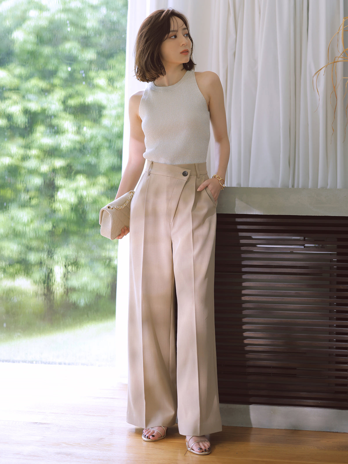 【美品】anuans アメスリラメニットトップス アメスリラメニットトップス