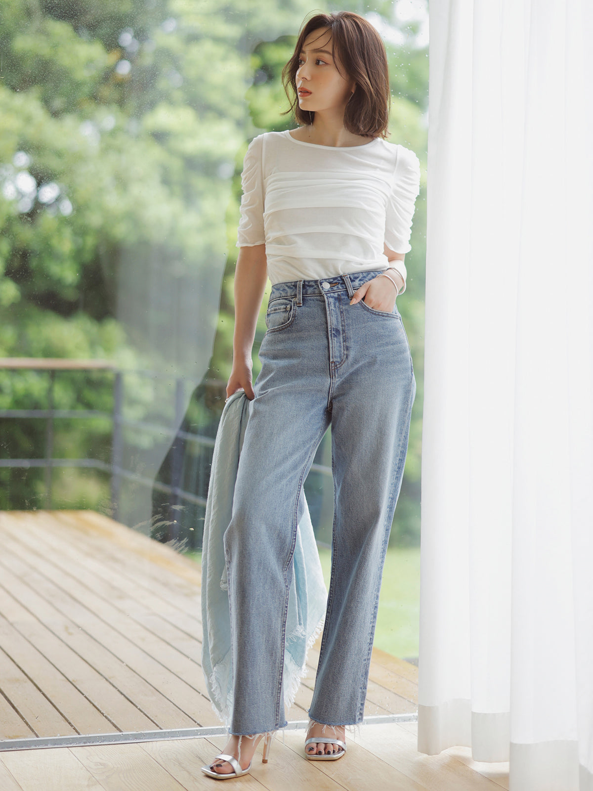 新品 anuans ドレープシアーカットトップス ドレープシアーカットトップス