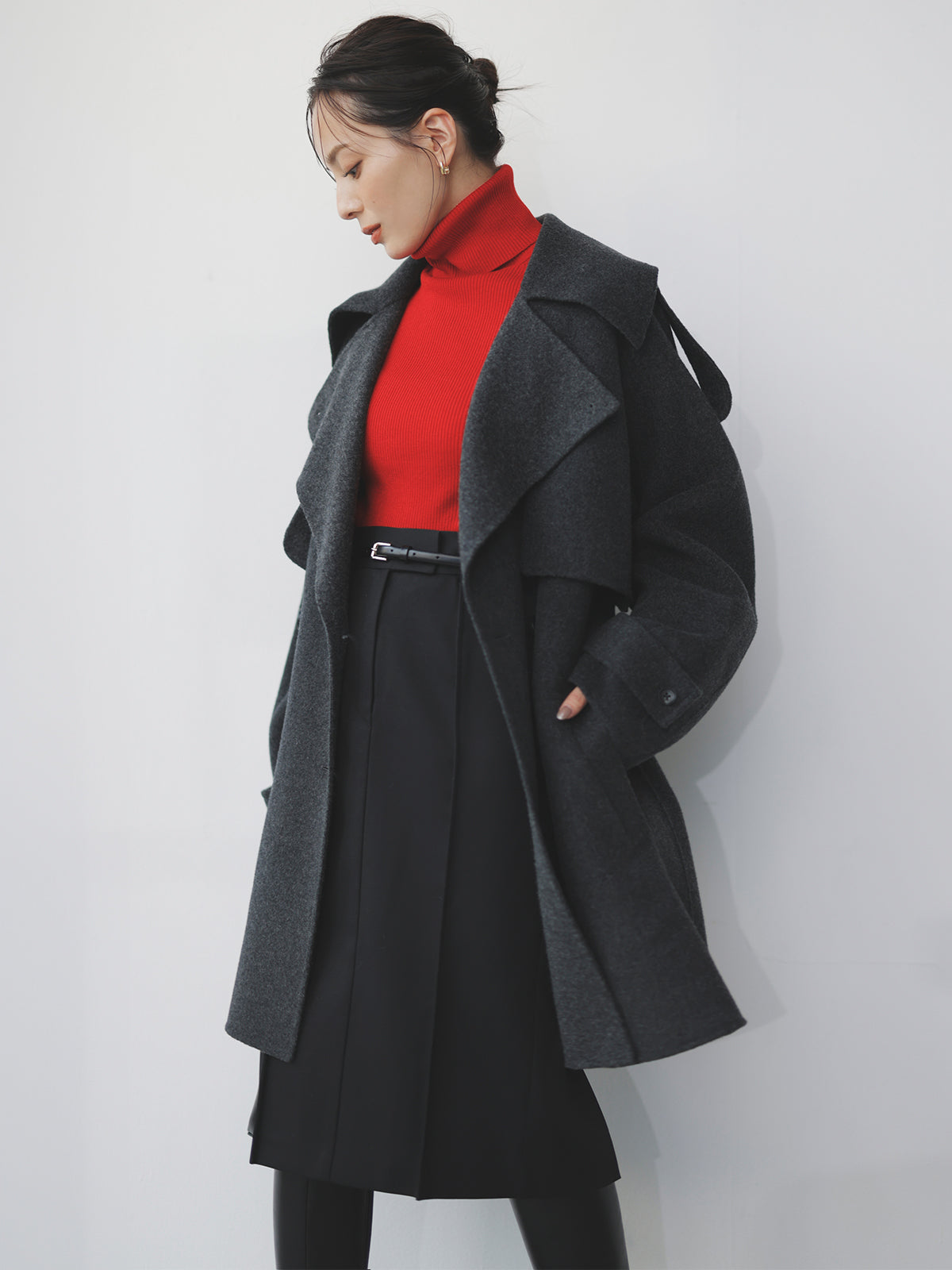 アニュアンス anuans カシミヤブレンドフィットリブニットプルオーバー （GREY） カシミヤブレンドフィットリブニットプルオーバー（ニット