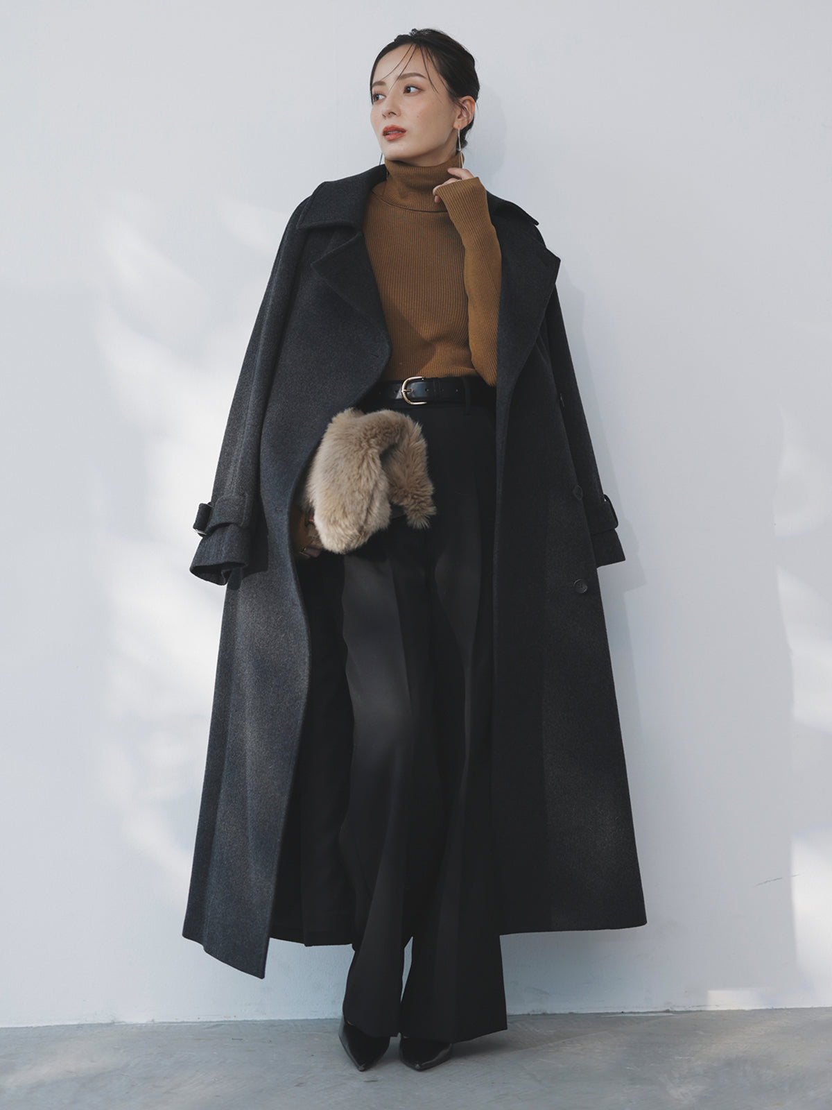 カシミヤブレンドフィットリブニットプルオーバー