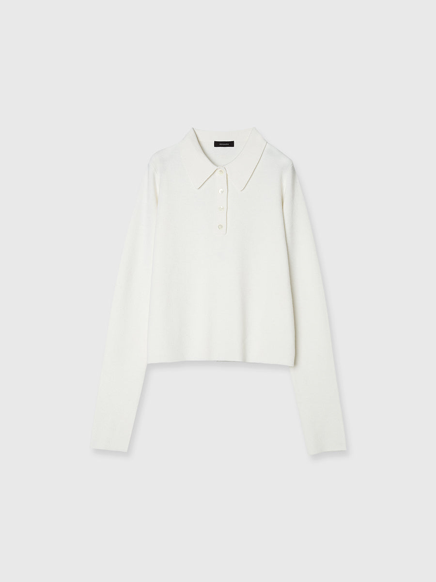 anuans ウールニットポロシャツ (ivory) ウールニットポロシャツ