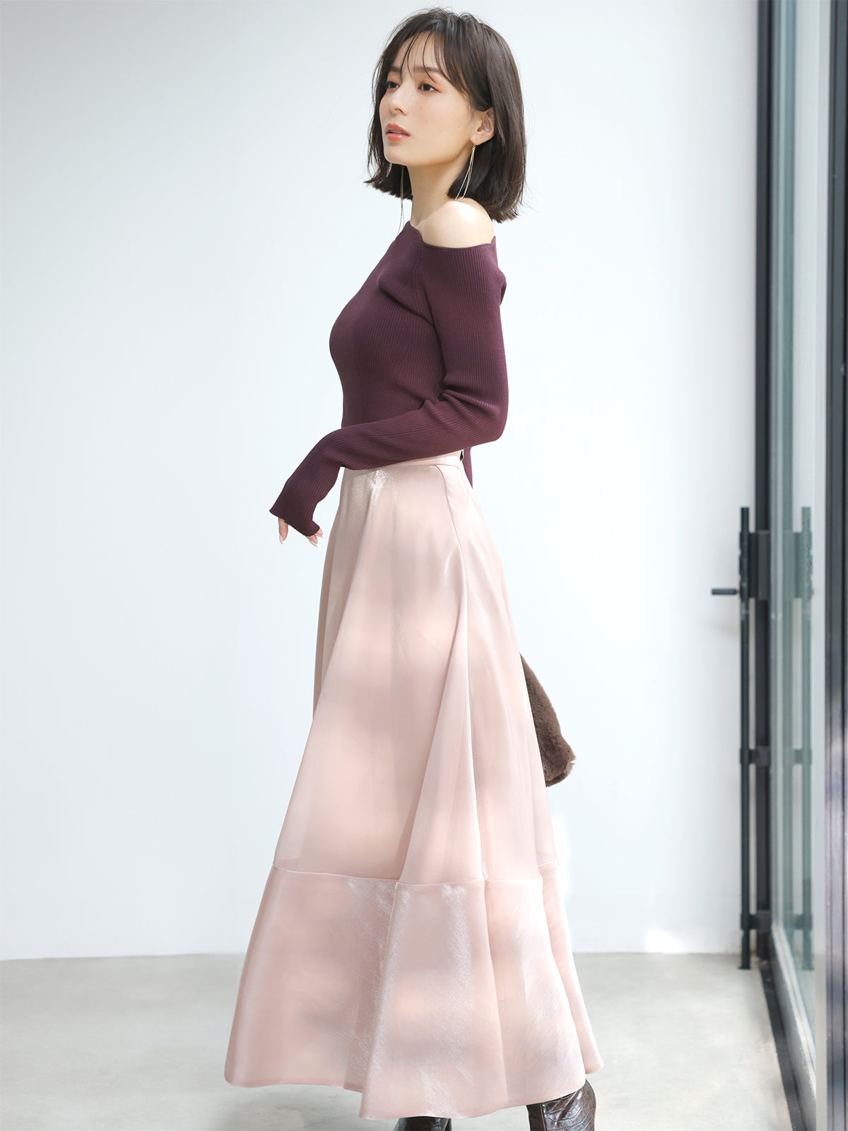 イタリアの高級婦人服  AGNONAのコットンサテンスカート 洗える】バックサテンアムンゼン タイプリント スカート