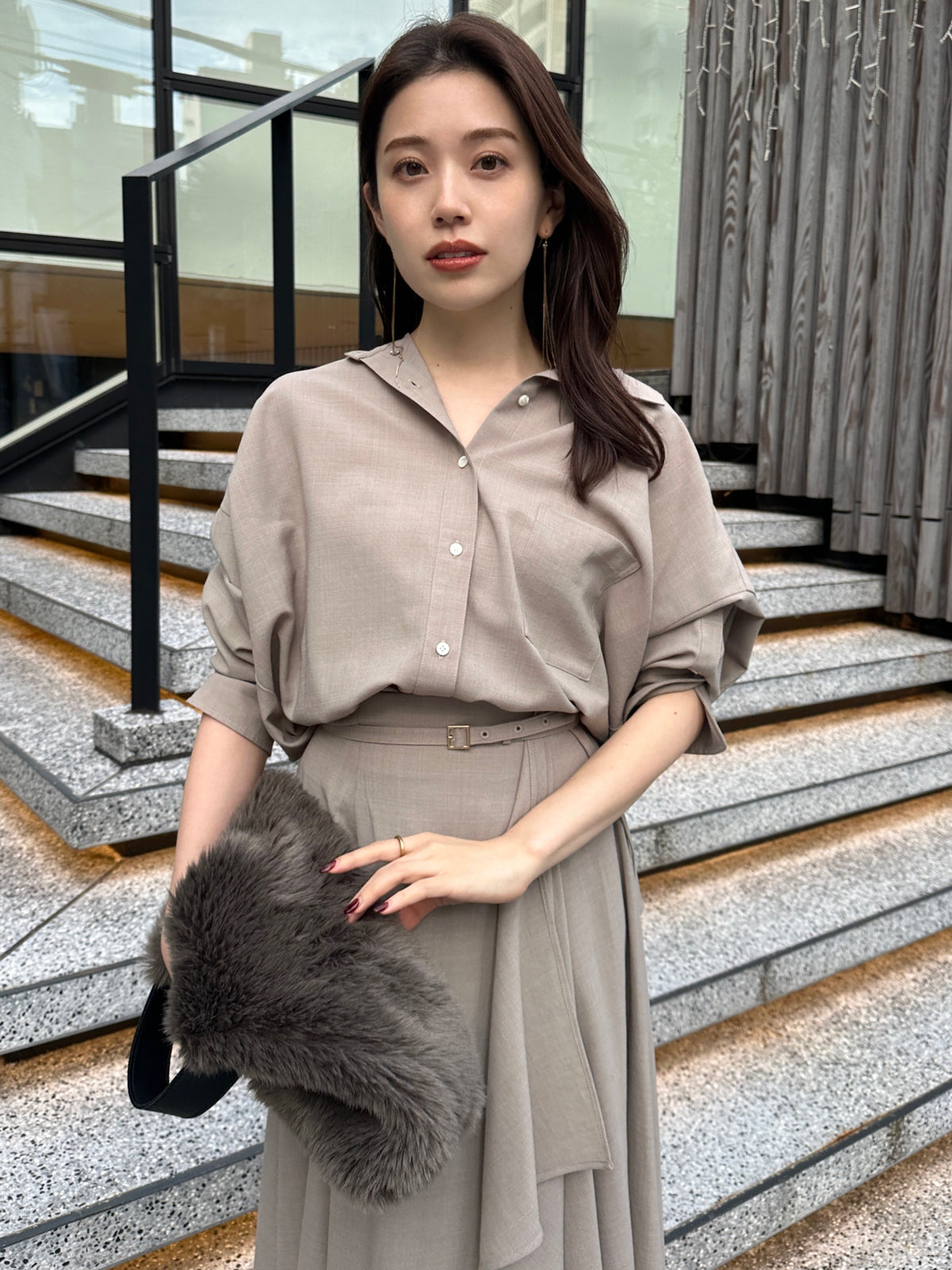 ウールブレンドイレヘムスカート