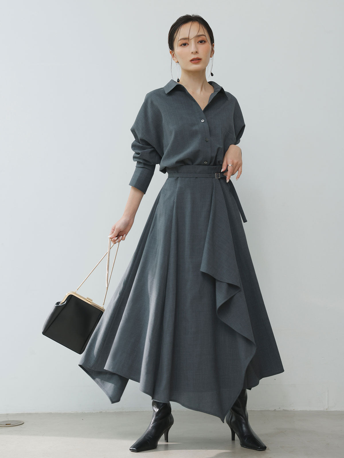 ウールブレンドイレヘムスカート