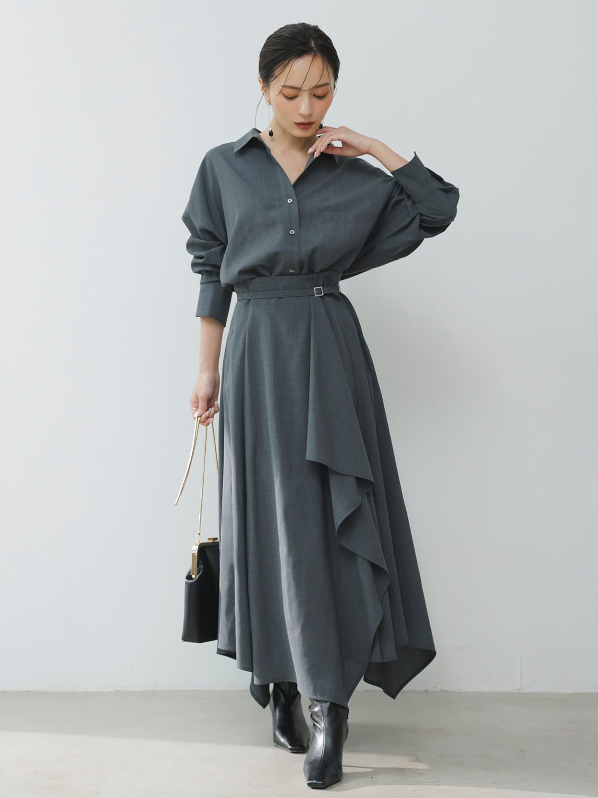 ウールブレンドイレヘムスカート