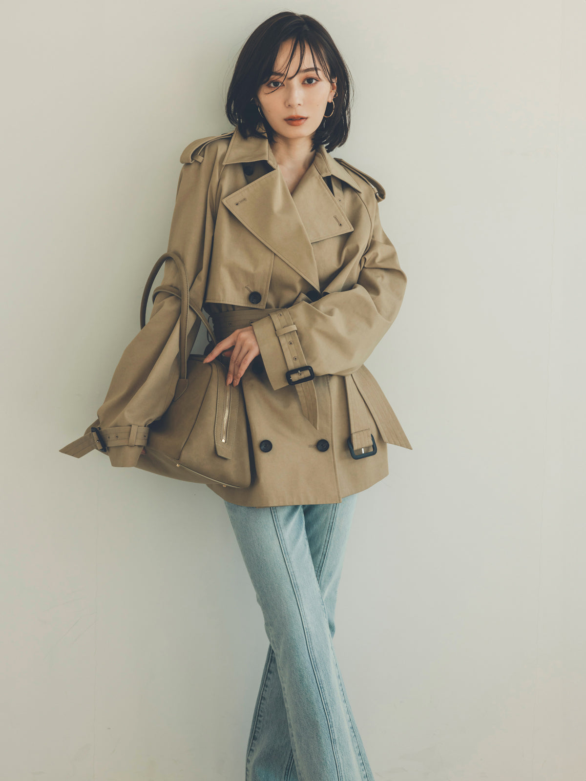 極美品 Rene TISSUE社製 アルパカ混ツイード コート ハーフ丈 one after another NICE CLAUP/【one after another