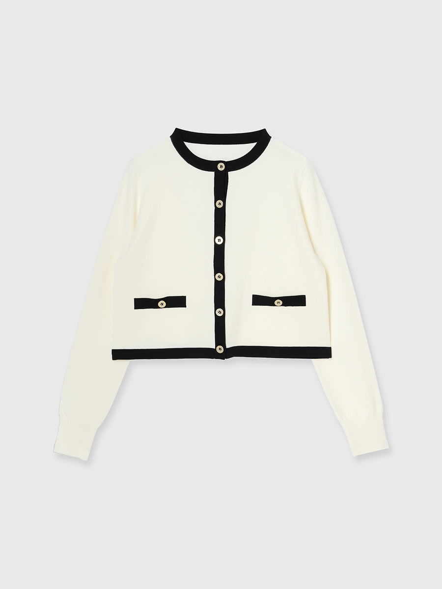 ♡アニュアンス♡ シルクブレンドベーシックニットカーディガン シルクブレンドベーシックニットカーディガン(F IVORY/BLACK