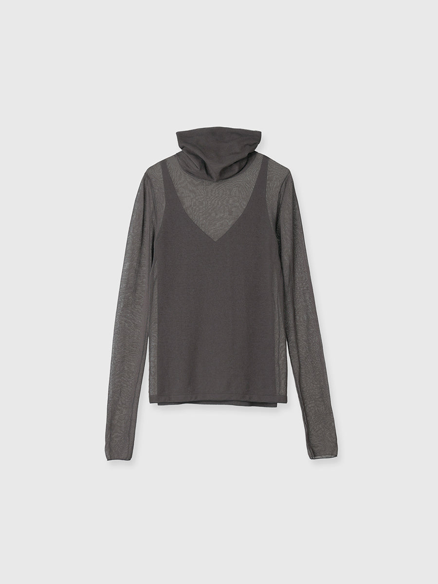 アニュアンス anuans シアータートルレイヤードニットトップス （CHARCOALGREY） シアータートルレイヤードニットトップス