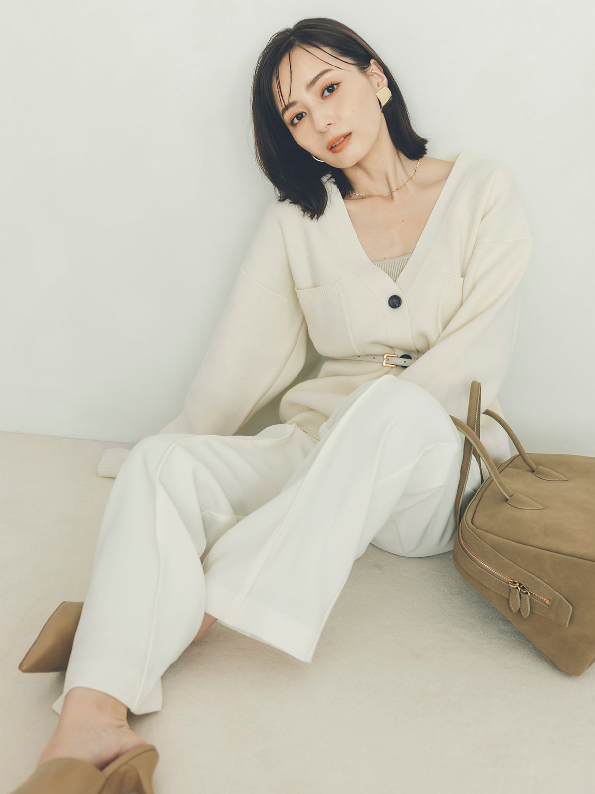 アニュアンス anuans Vネックフォルムカーディガン （GREY） アニュアンス anuans Vネックフォルムカーディガン （GREY