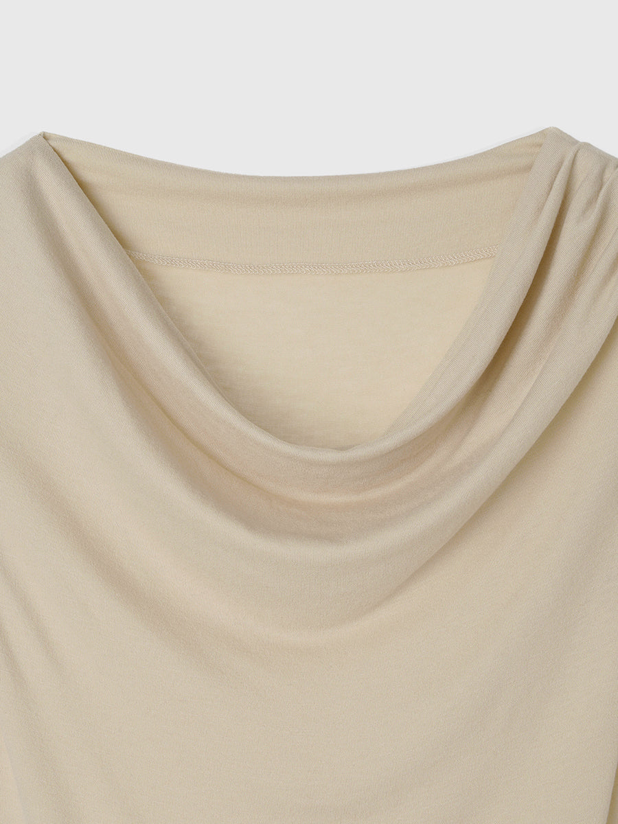 anuans ギャザードレープカットトップス　ベージュ アニュアンス anuans ギャザードレープカットトップス （BEIGE