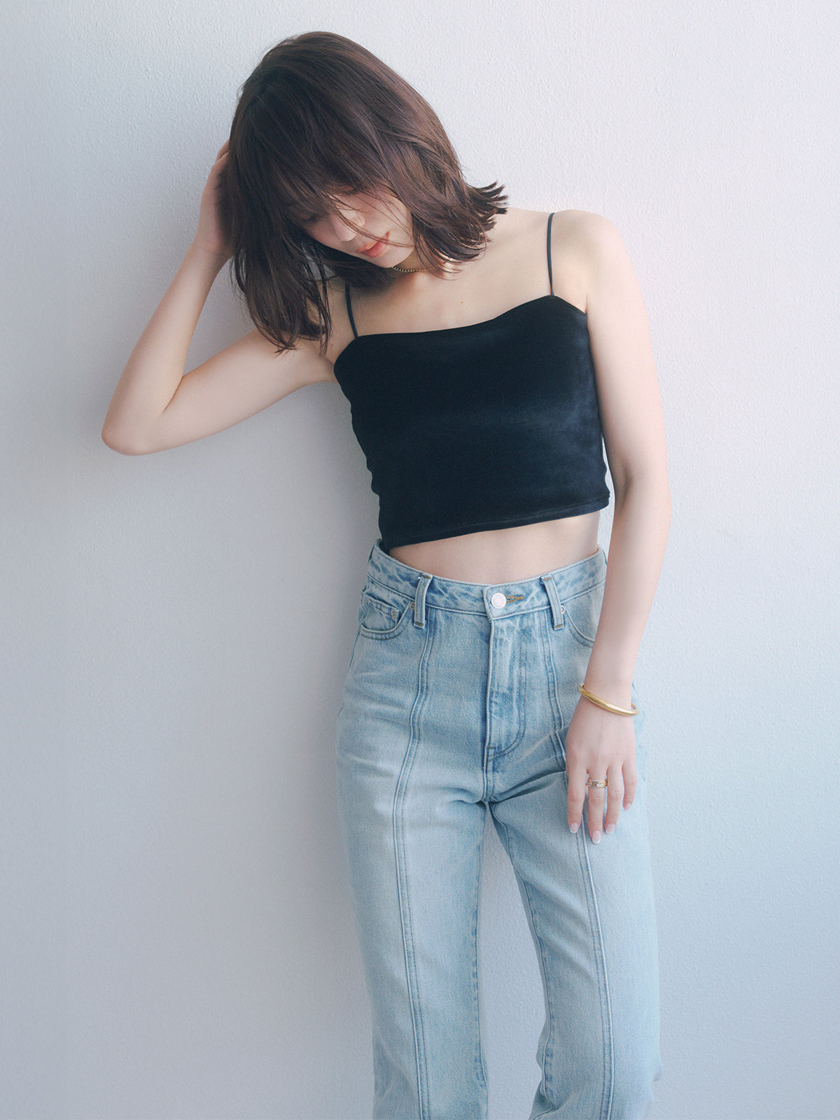 【OUR WACOAL×anuans】カップインベロアショートキャミソール