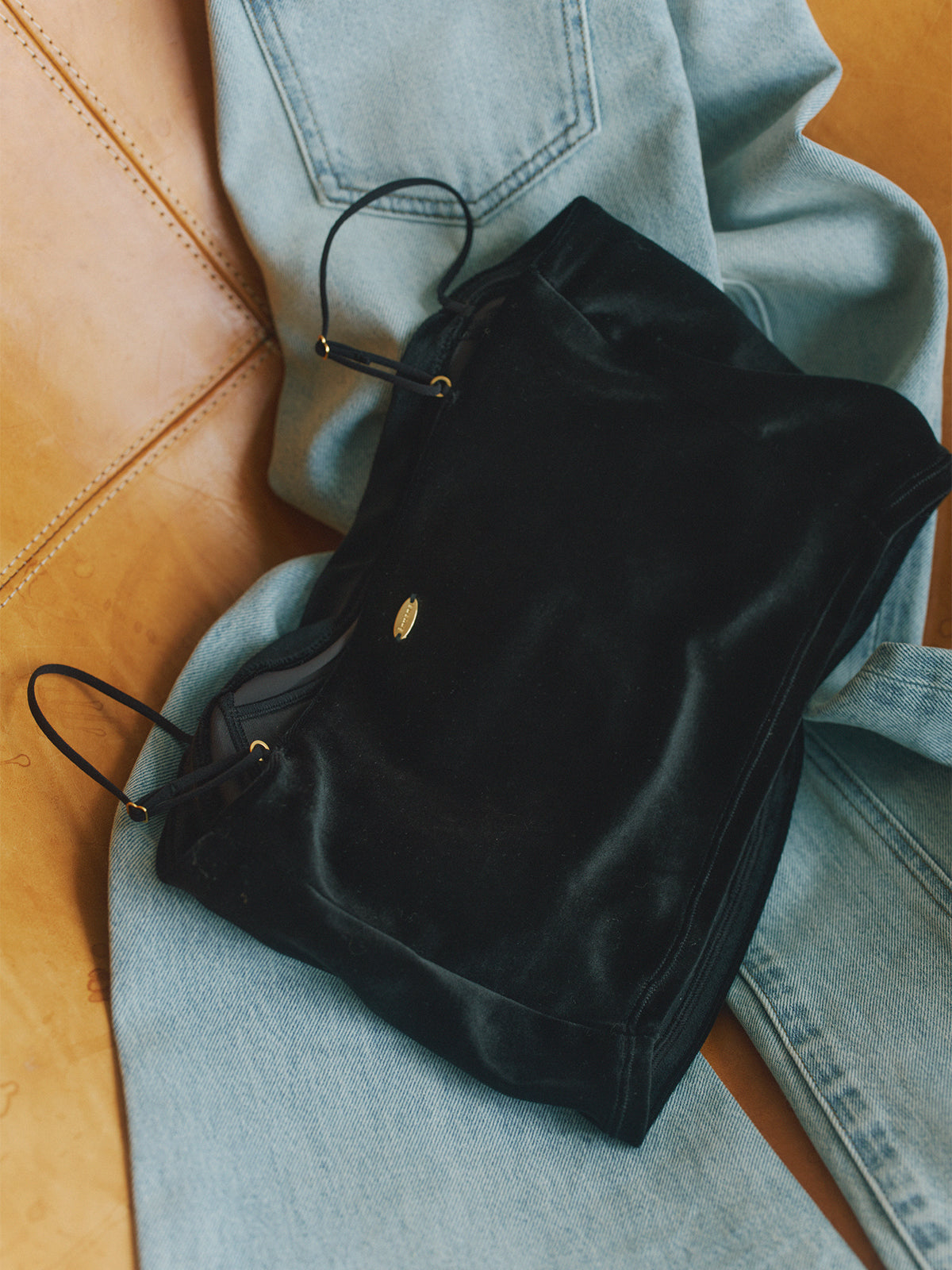 【OUR WACOAL×anuans】カップインベロアショートキャミソール