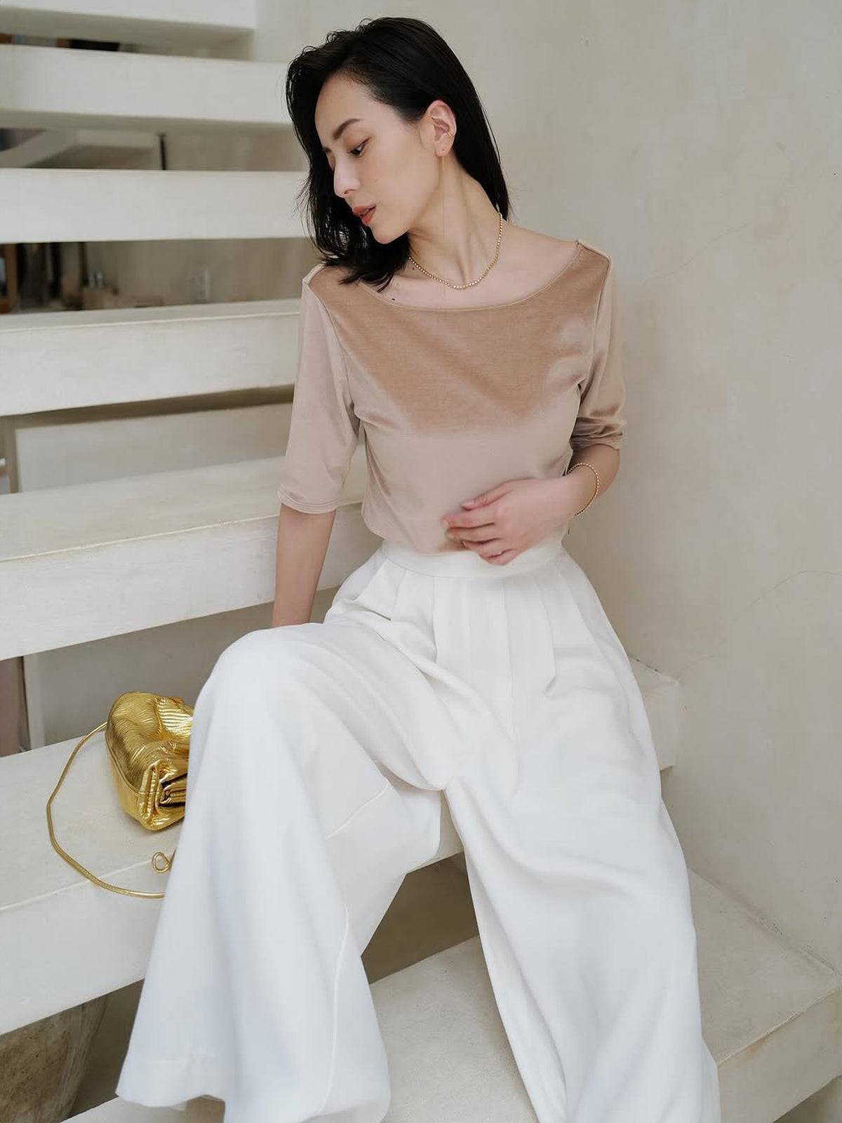 【OUR WACOAL×anuans】カップインベロアトップス