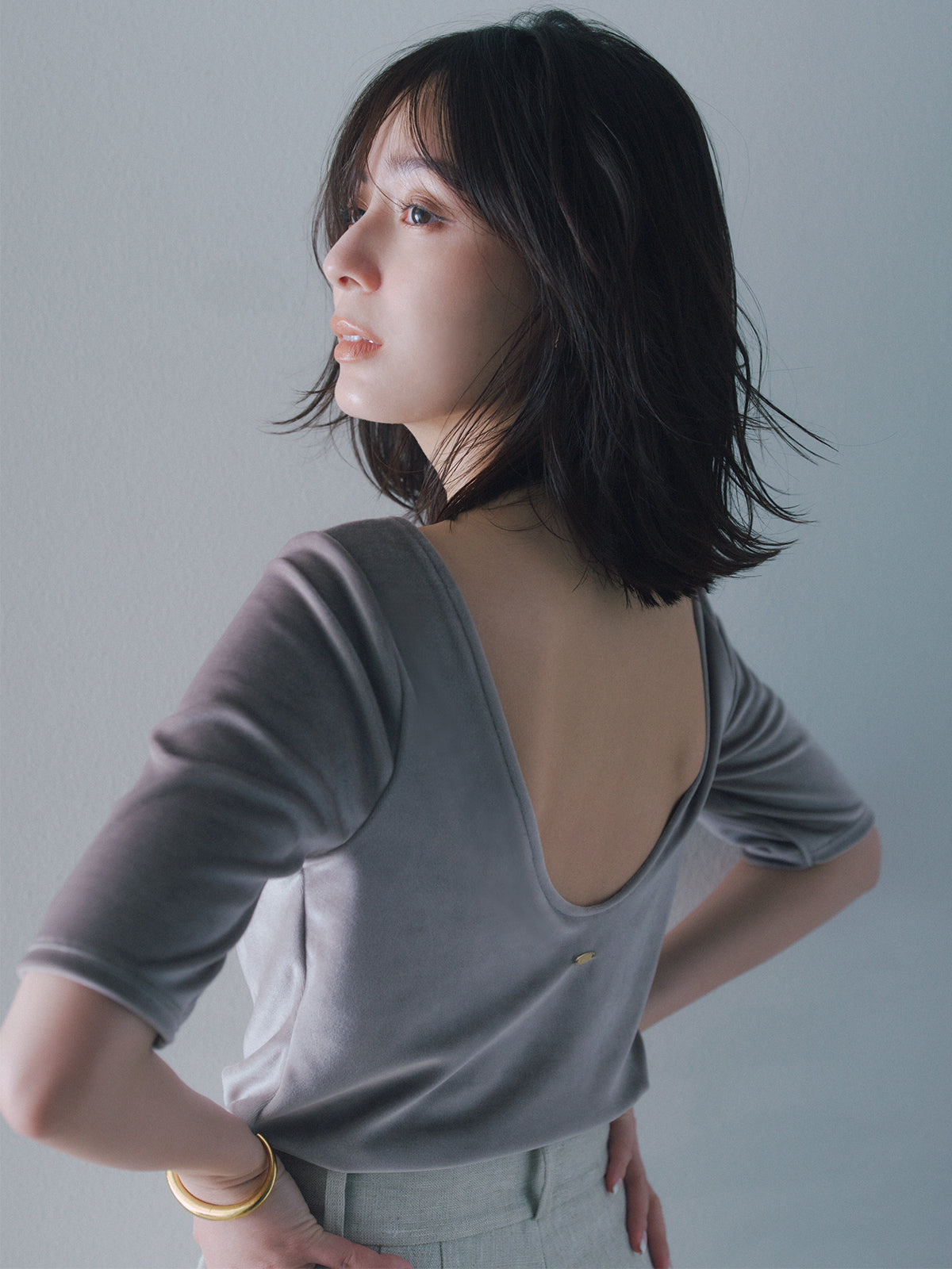 【OUR WACOAL×anuans】カップインベロアトップス