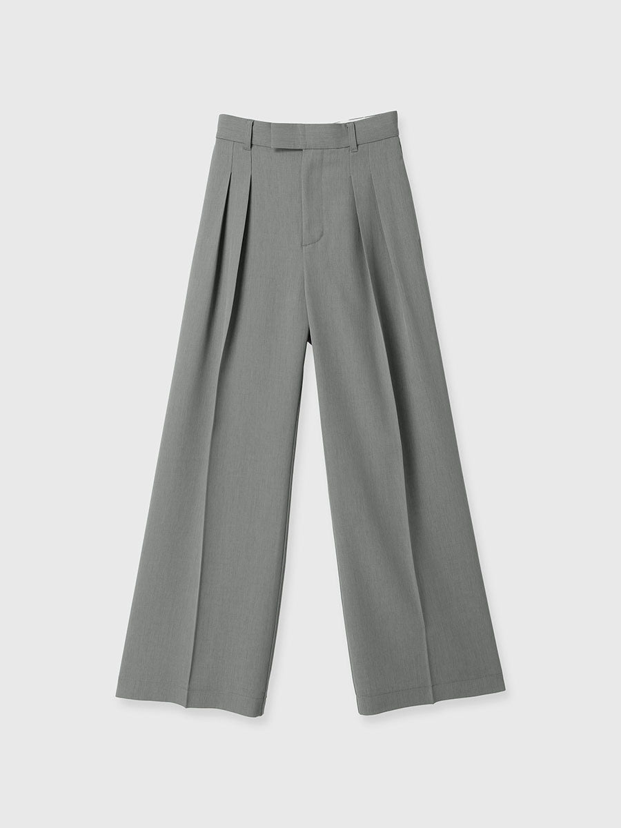 24ss OUTIL アシンメトリー トラウザー ワンタック ツータック パンツ crewre online shop / アシンメトリーツータックパンツ
