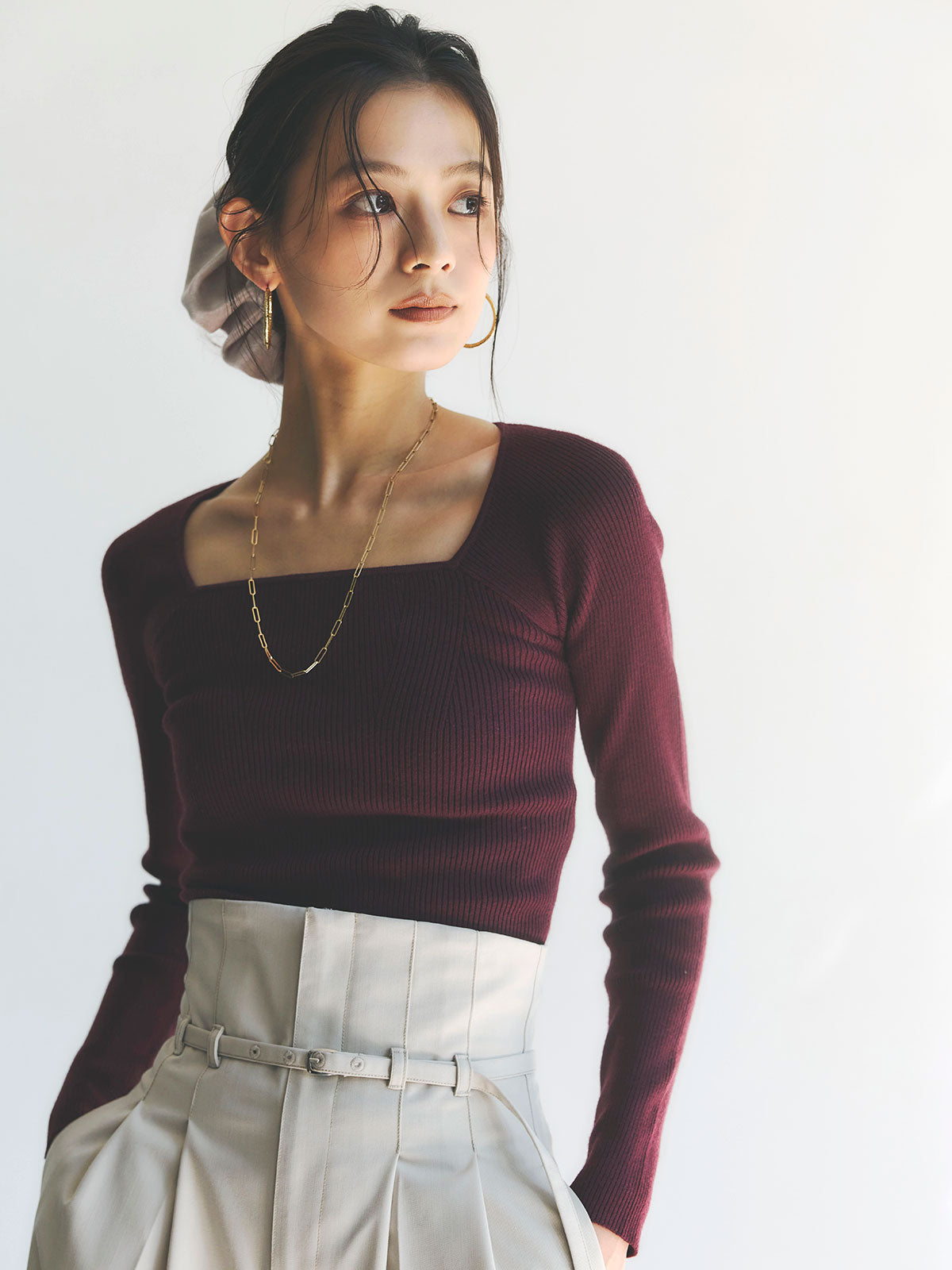 ベルテッドハイウエストパンツ