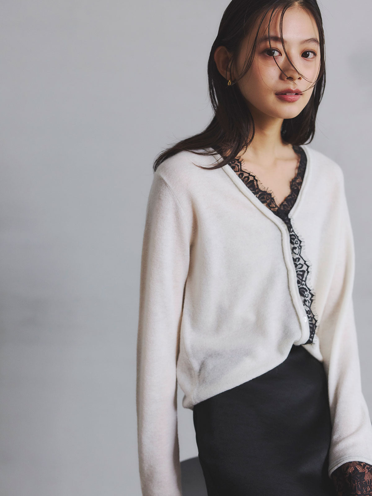 新品未使用　タグ付き　アニュアンス　アイラッシュレーストリミングニット アイラッシュレーストリミングニット