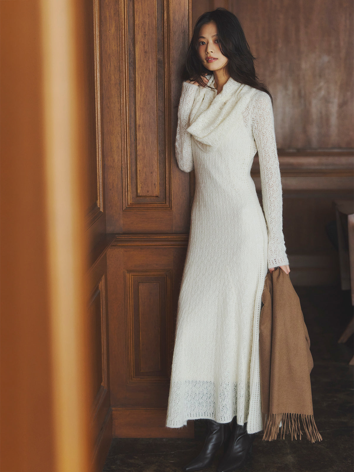 レースワークニットワンピース