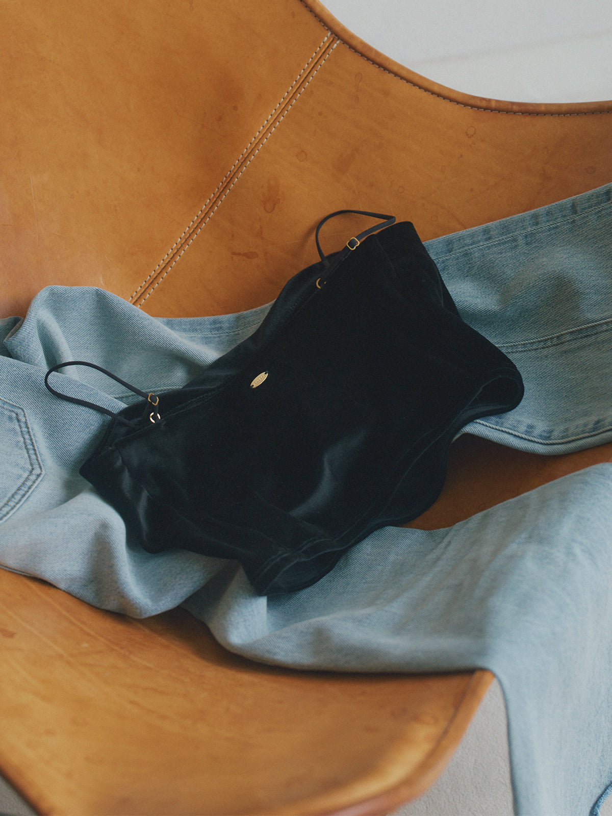 [OUR WACOAL×anuans] Cup-in Velour Short Camisole