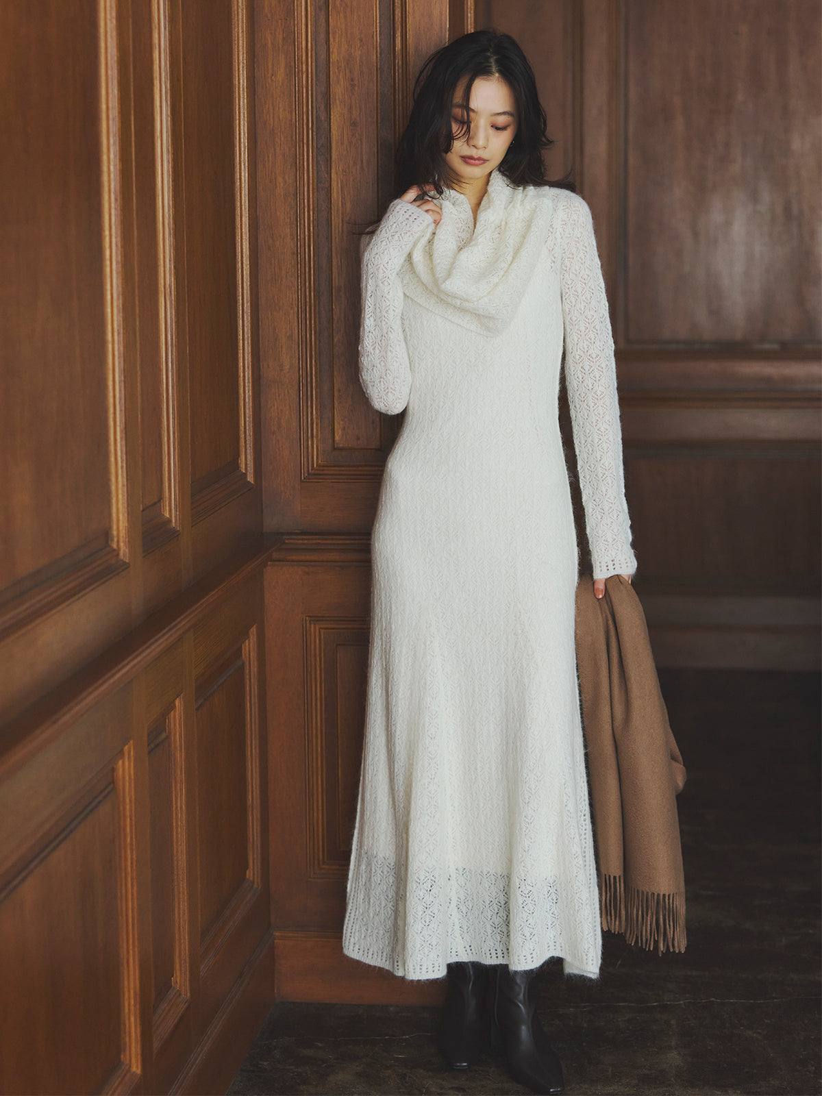 レースワークニットワンピース