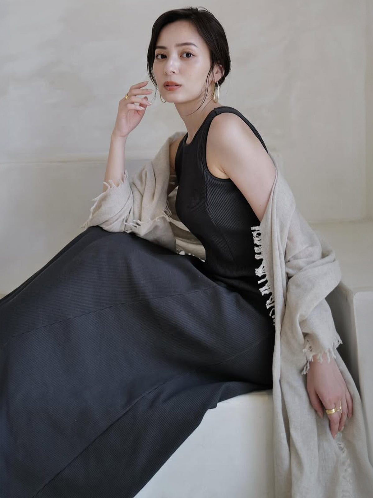 【OUR WACOAL×anuans】カップインマーメイドリブカットワンピース