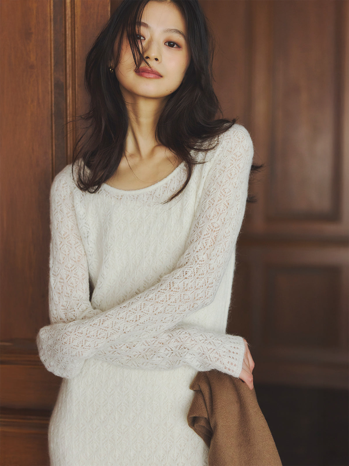 レースワークニットワンピース