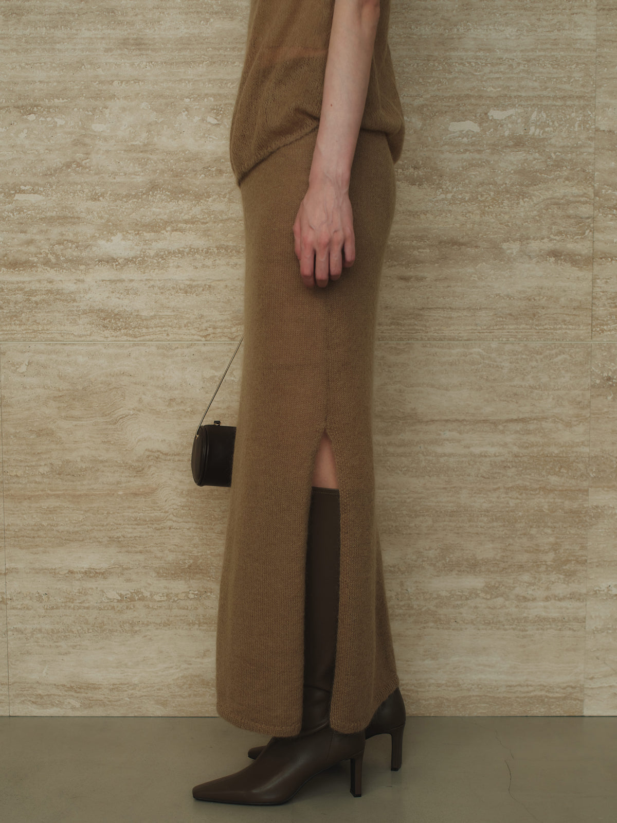 モヘアドレープニットトップス