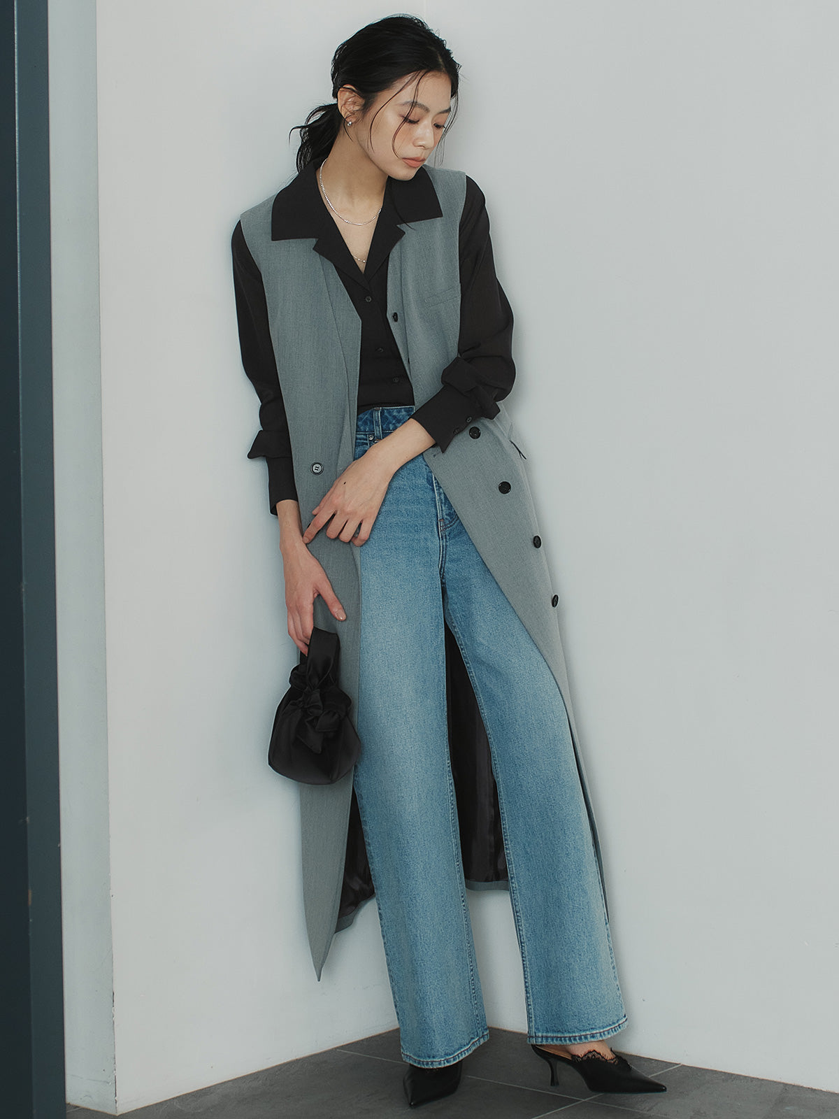 レイヤードジレワンピース