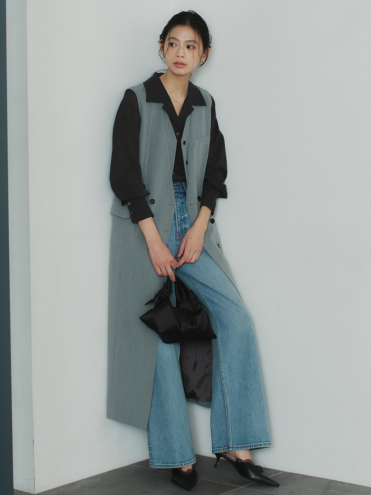 レイヤードジレワンピース