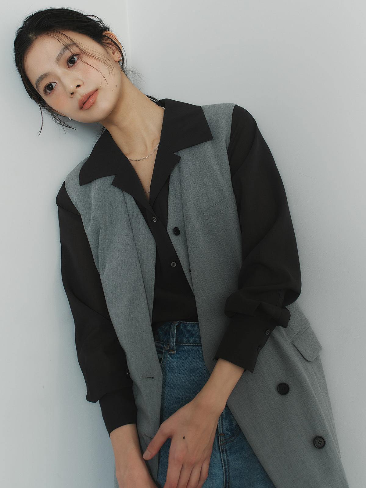 レイヤードジレワンピース