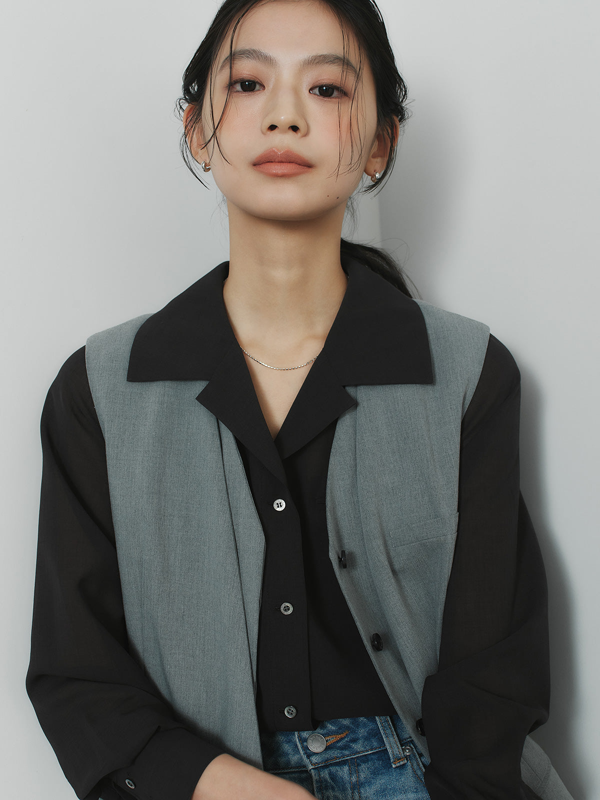 レイヤードジレワンピース