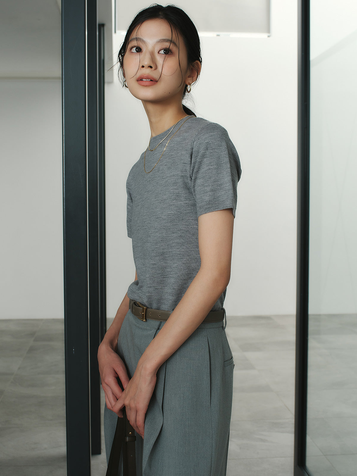 ハーフスリーブニットプルオーバー