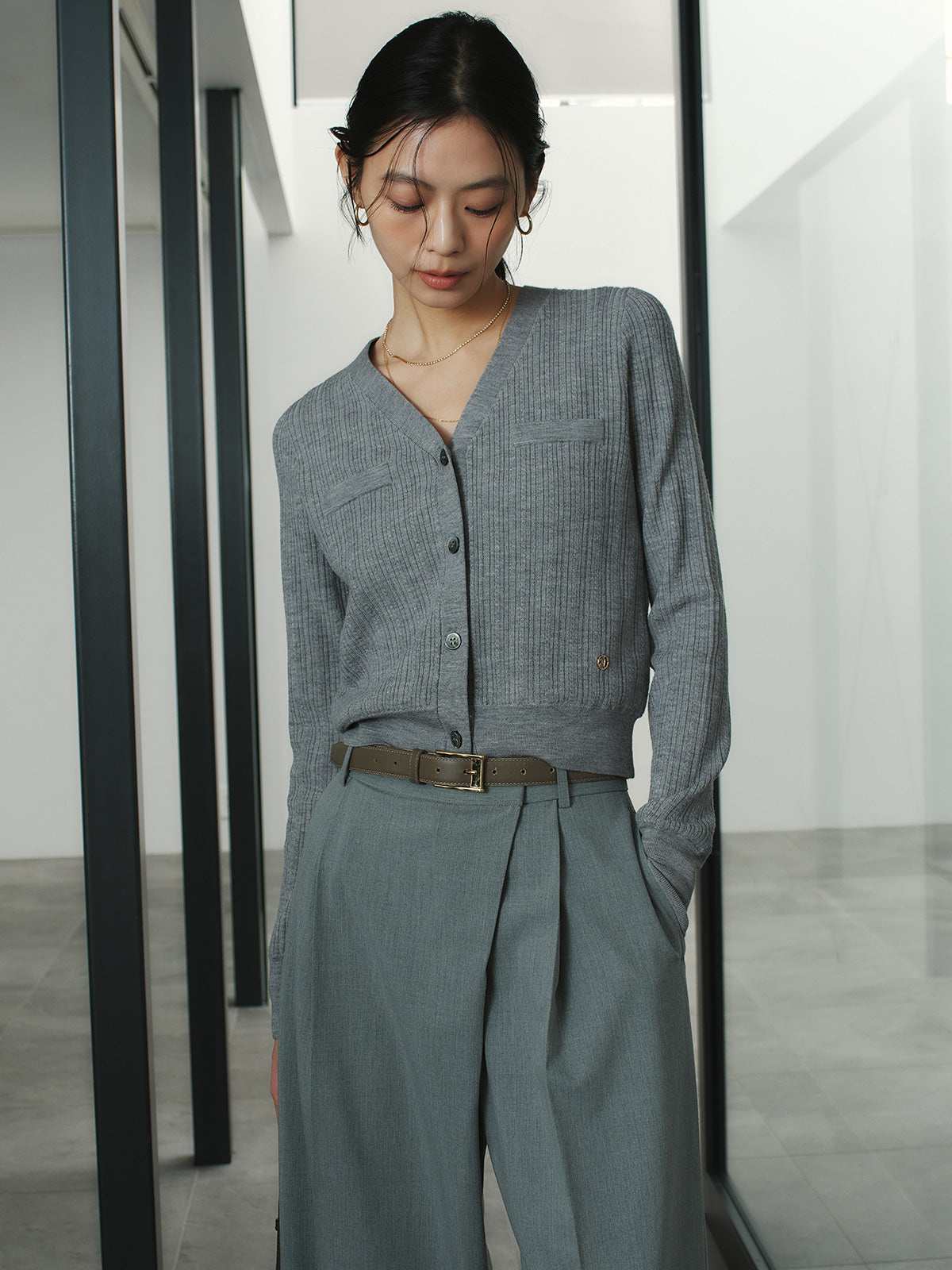 ラティスケーブルニットカーディガン