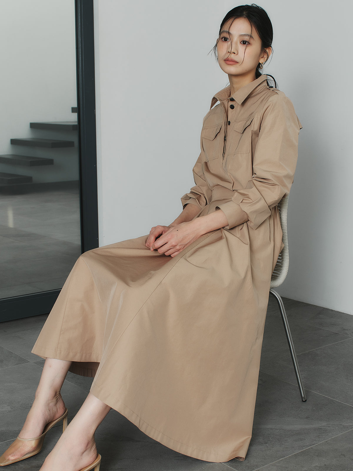 トレンチライクフレアワンピース