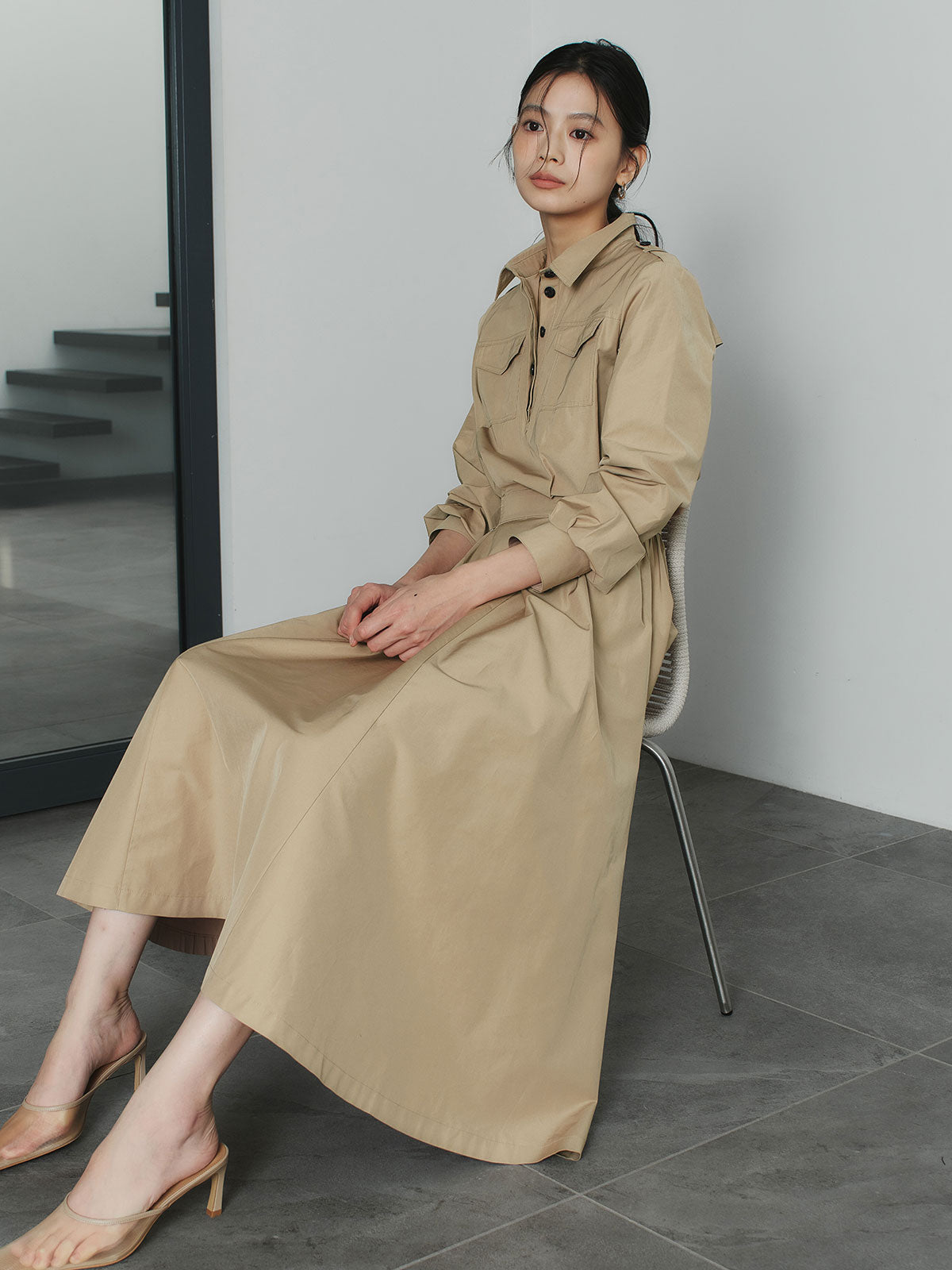 トレンチライクフレアワンピース