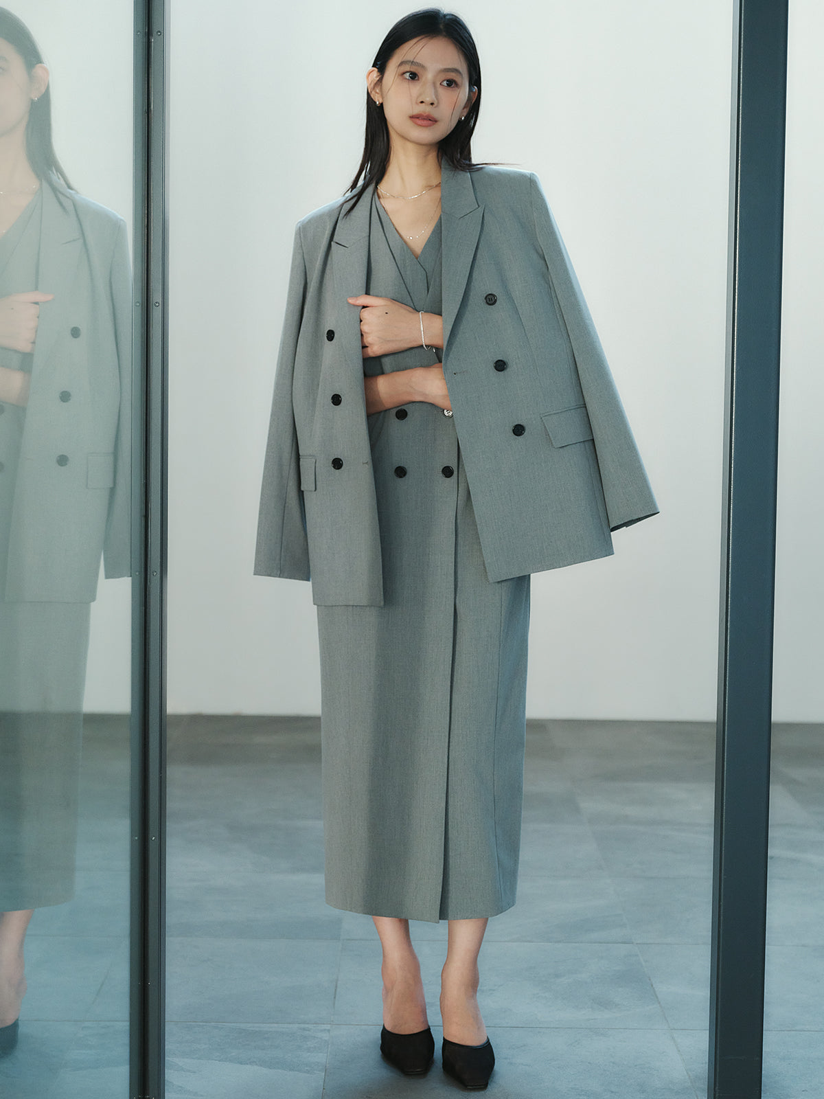 レイヤードジレワンピース