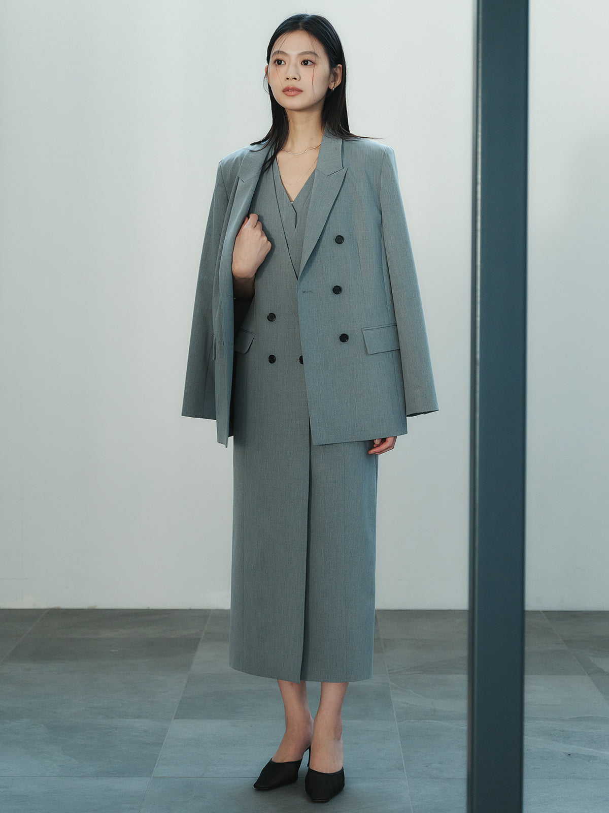 レイヤードジレワンピース