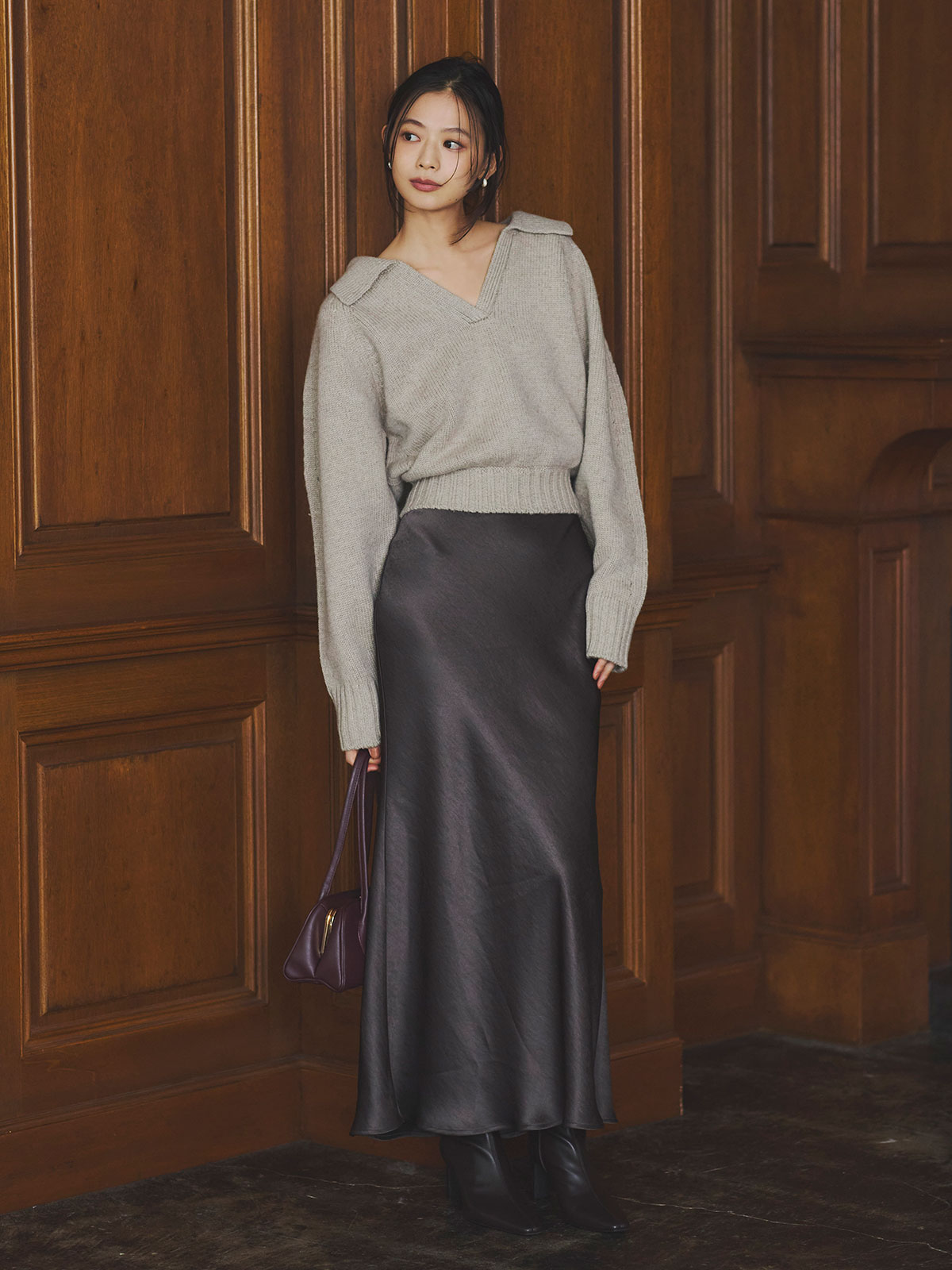 スキッパーメランジニットプルオーバー