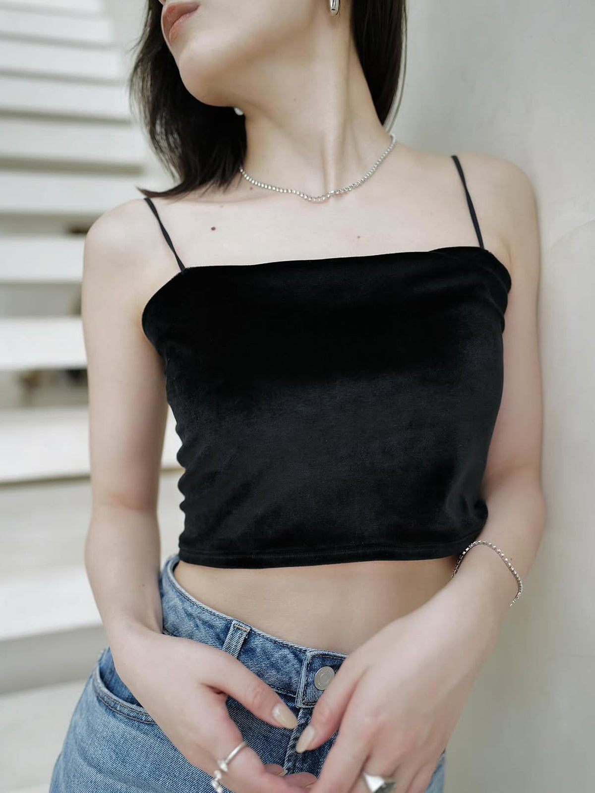 [OUR WACOAL×anuans] Cup-in Velour Short Camisole