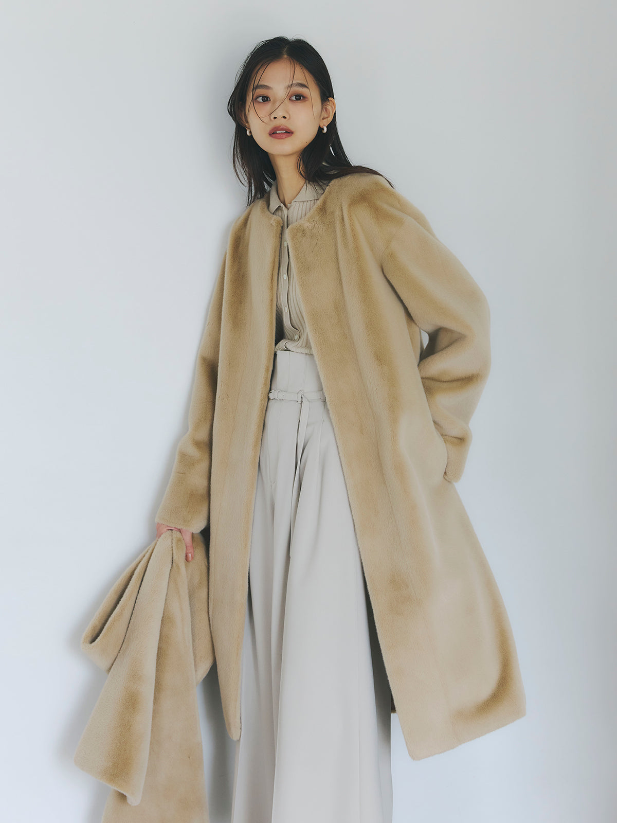 カシミヤ100ニットシャツカーディガン