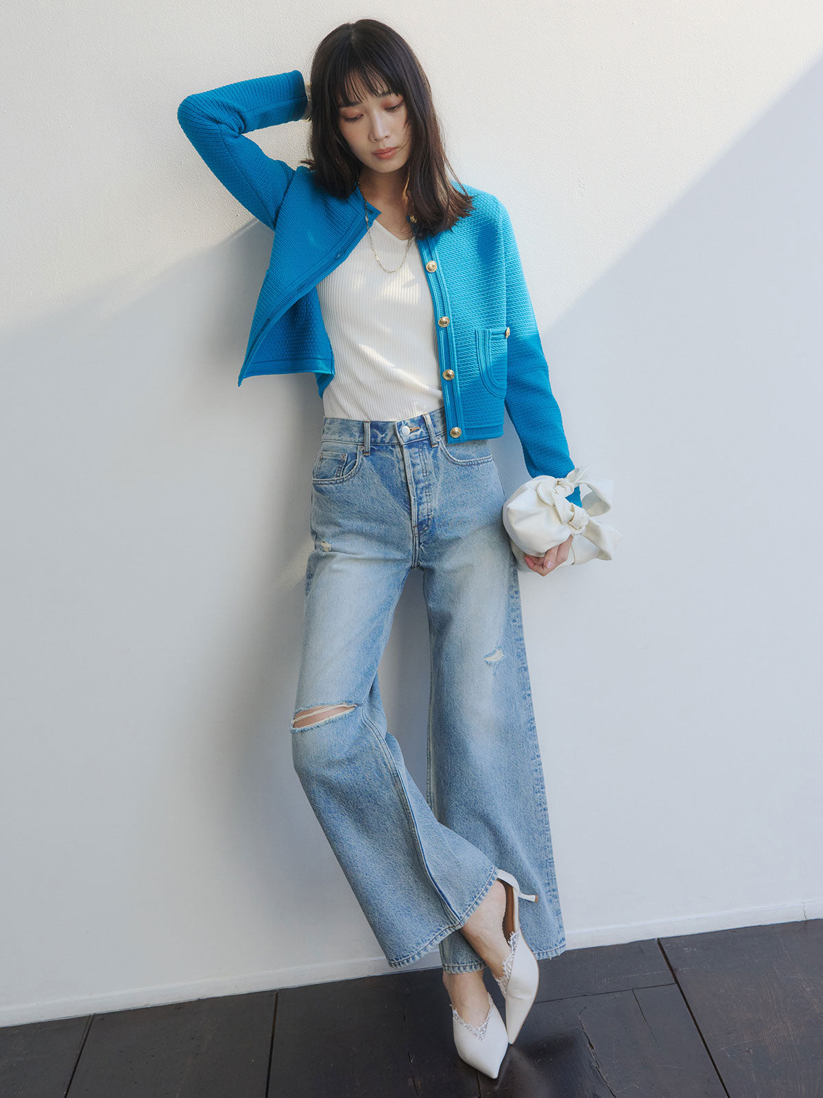 リュクスビスコースリブニットプルオーバー