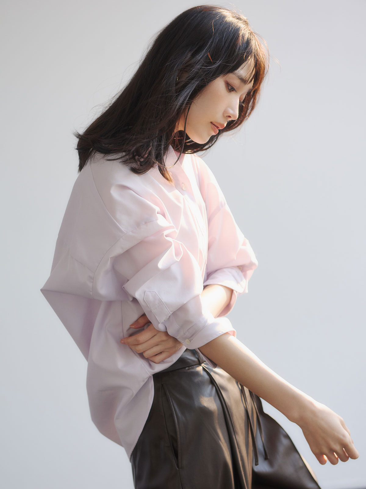 レザーライクリボンベルトパンツ