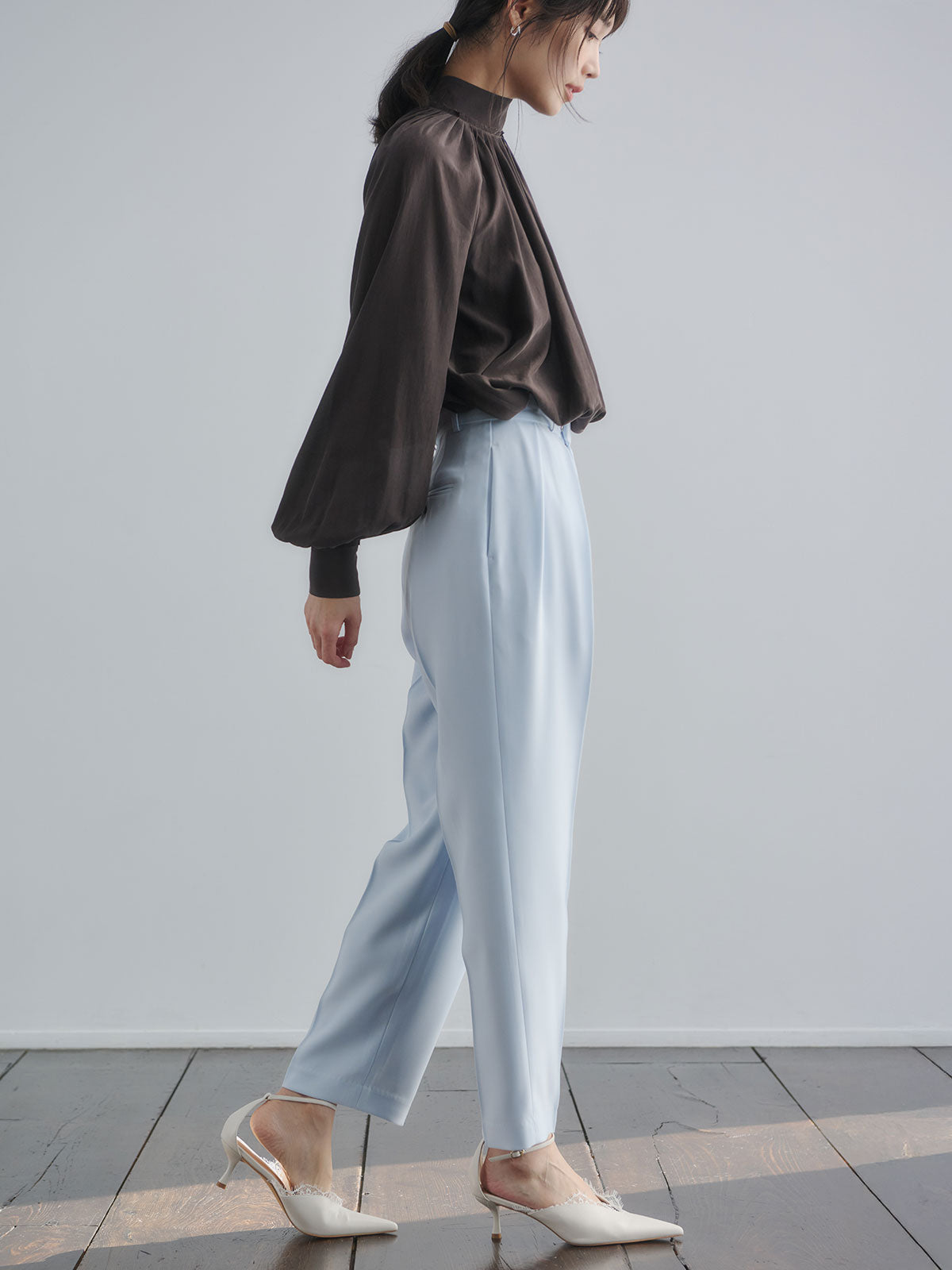 キュプラコットンボリュームブラウス