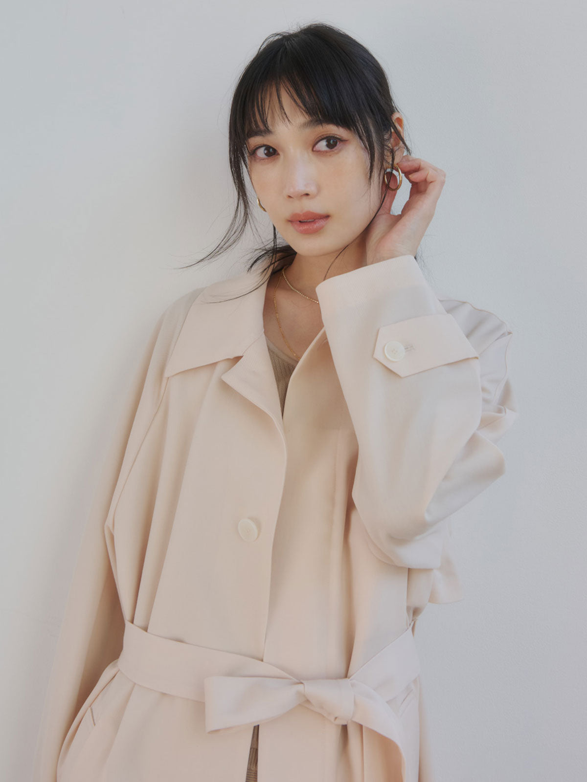 ウールステンカラーロングコート