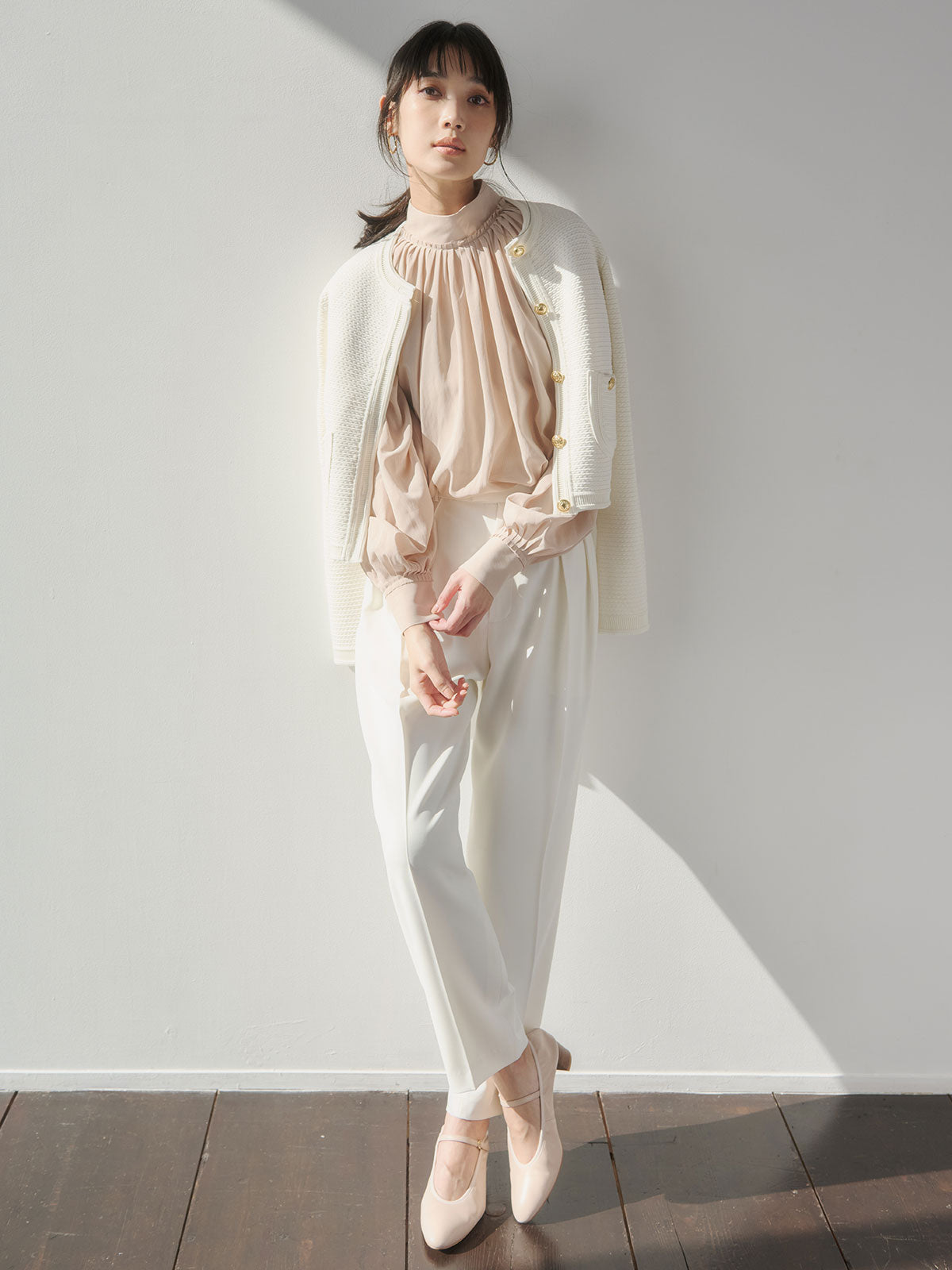 キュプラコットンボリュームブラウス