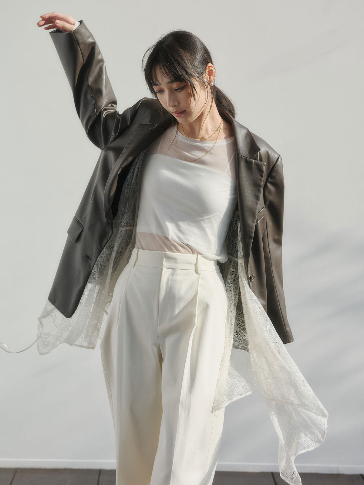 コットンクロスワイドパンツ