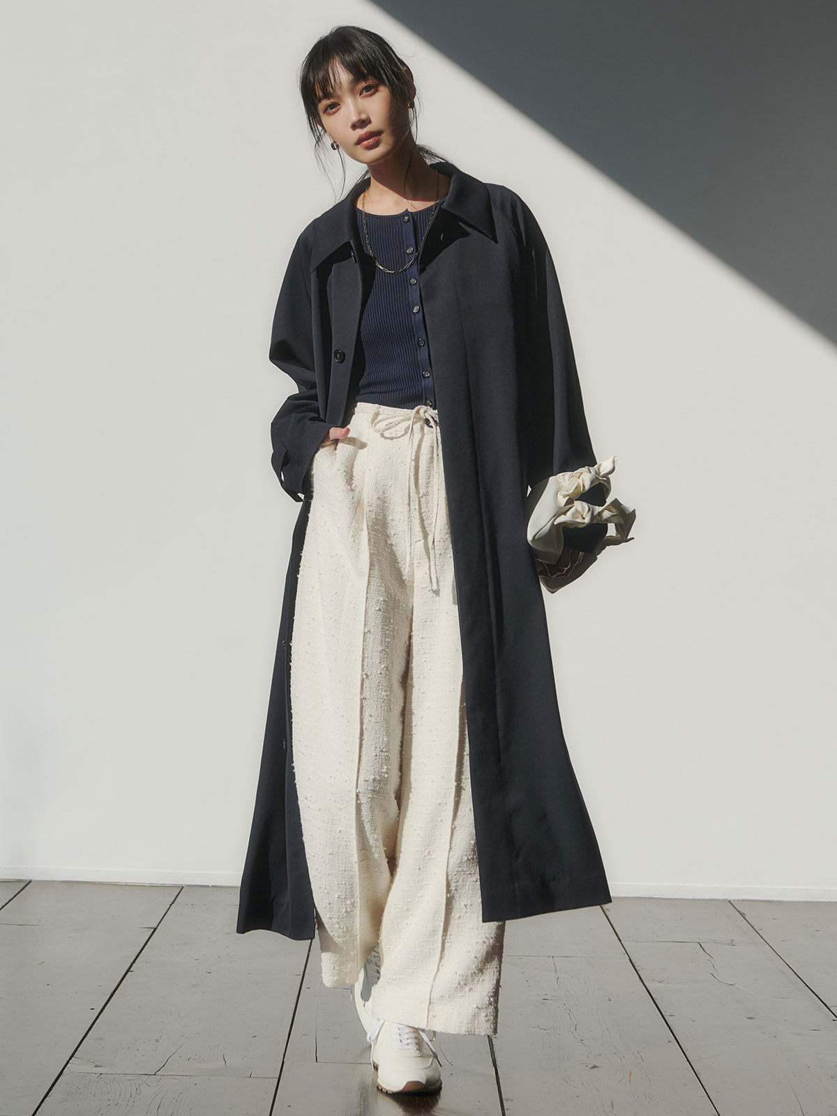 ウールステンカラーロングコート