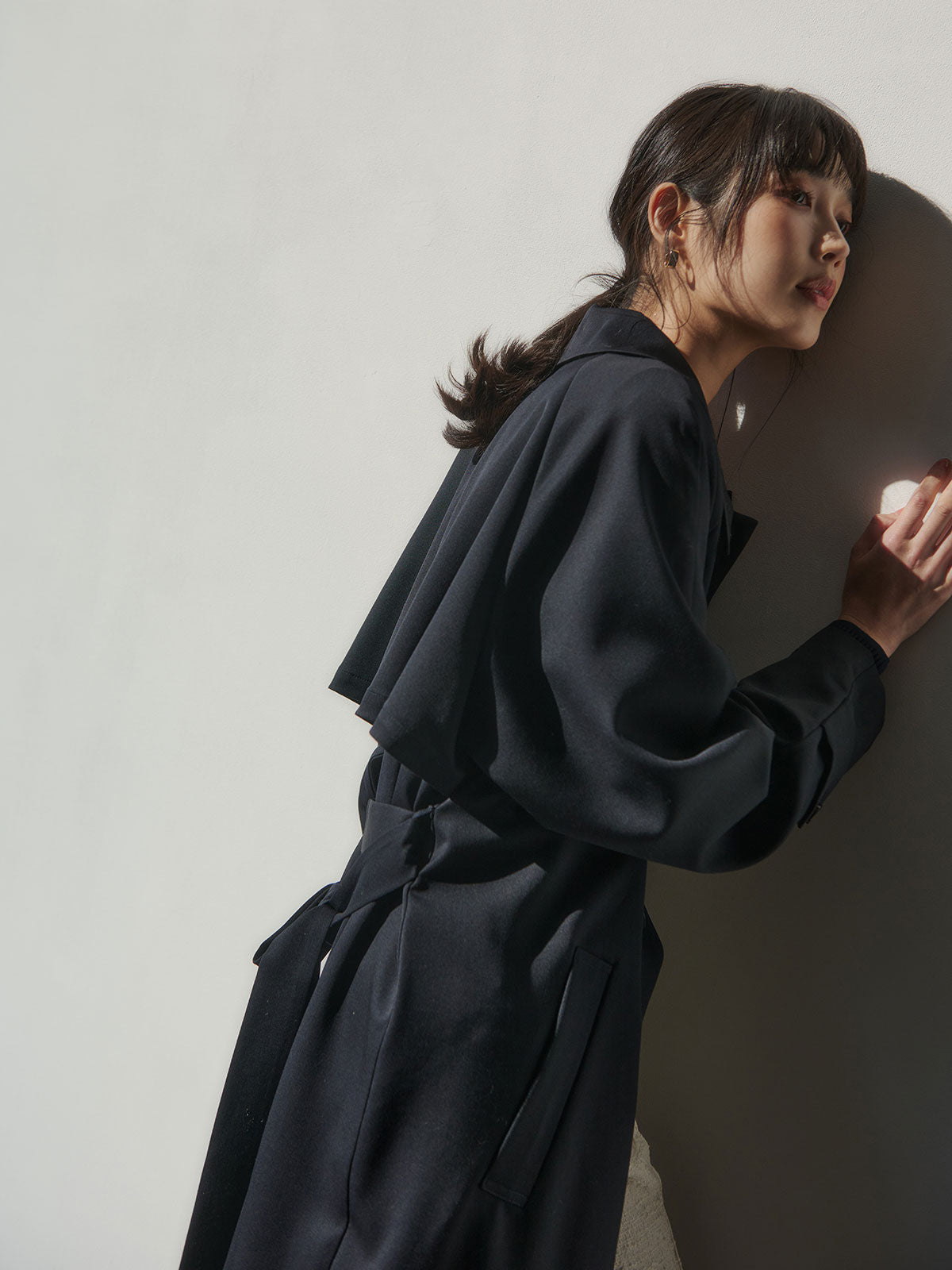 ウールステンカラーロングコート