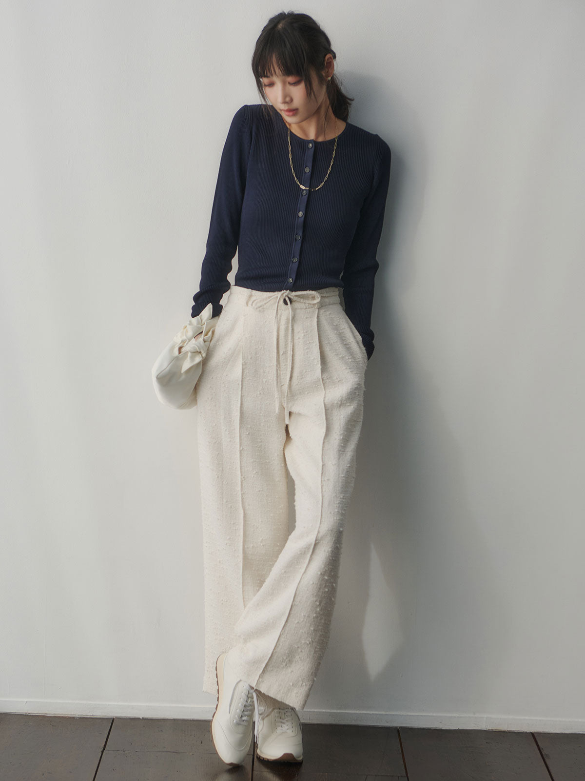 ツイードリボンベルトパンツ